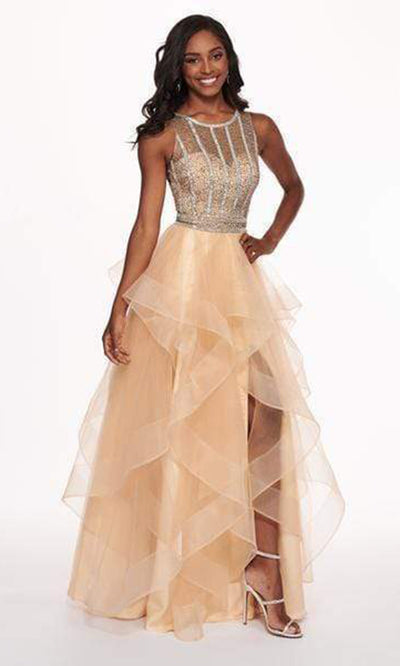 Rachel Allan - Beaded Ruffle Tulle Ruffle High-Low Prom Dress 6512 - 1 pc Lilac In Size 16 Available CCSALE 16 / Neutral