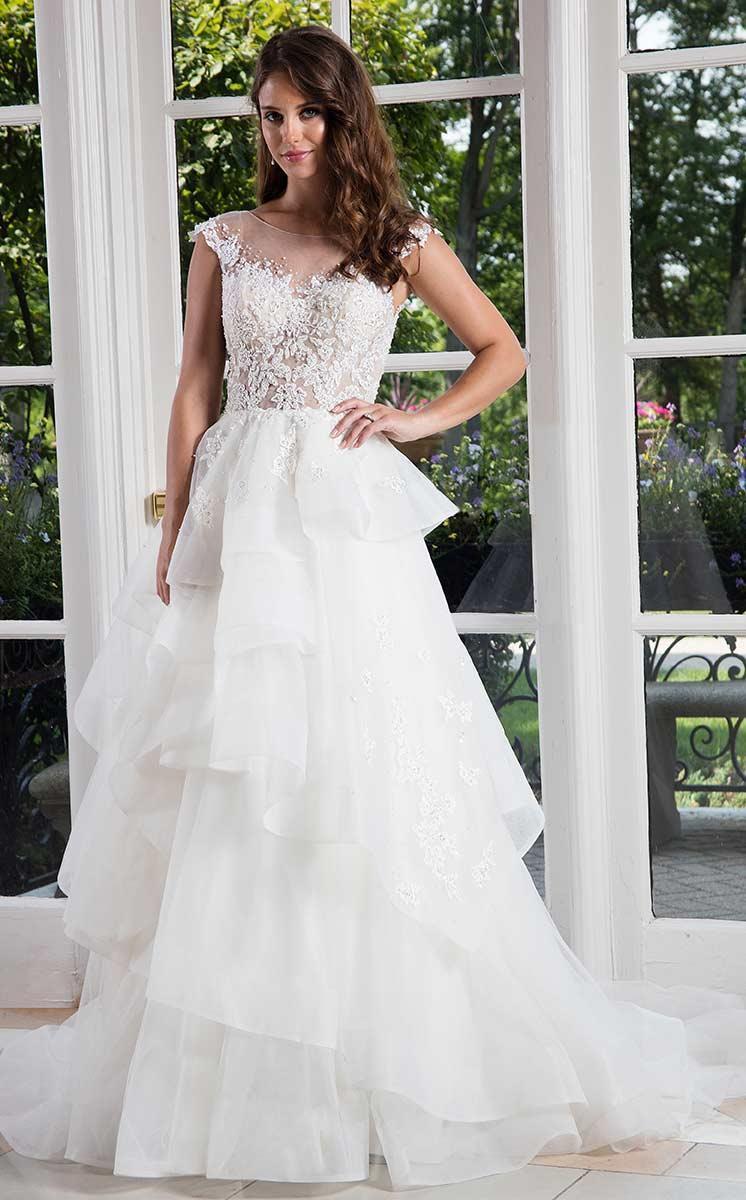 Rachel Allan Bridal - M603 Tiered Ruffles Floral Lace Applique Gown Special Occasion Dress 2 / White