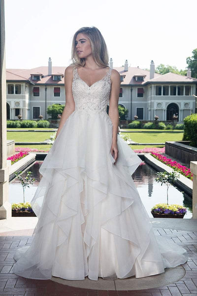 Rachel Allan Bridal - M612 Foliage Embroidered Tiered Bridal Gown Special Occasion Dress 2 / White