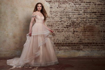 Rachel Allan Bridal - M667 Off-Shoulder Ruffled Bridal Gown Special Occasion Dress