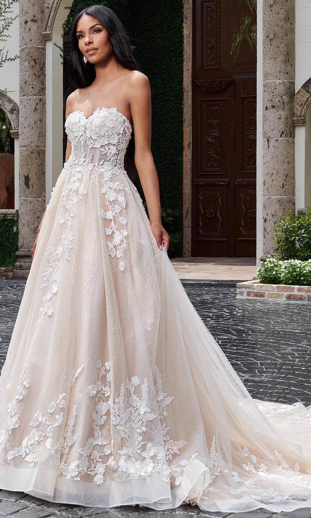 Rachel Allan Bridal RB3154 - Long Tulle, Sequin Tulle, Applique, 3D Flowers, Beading A-Line Dress - Strapless, Sequins , Lace Appliques, 3D Flowers, Midrise Back with Covered Buttons, Chapel Train, Detachable Bodice Rachel Allan Bridal RB3154 - Long Tulle, Sequin Tulle, Applique, 3D Flowers, Beading A-Line Dress - Strapless, Sequins , Lace Appliques, 3D Flowers, Midrise Back with Covered Buttons, Chapel Train, Detachable Bodice