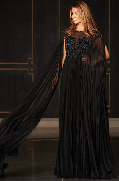 Rachel Allan Couture - 8425 Illusion Embellished Bodice A-Line Dress Evening Dresses 0 / Black