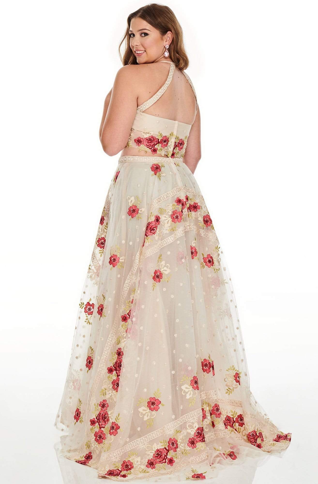 Rachel Allan Curves - 7233 Two-Piece Embroidered Floral A-Line Gown Prom Dresses