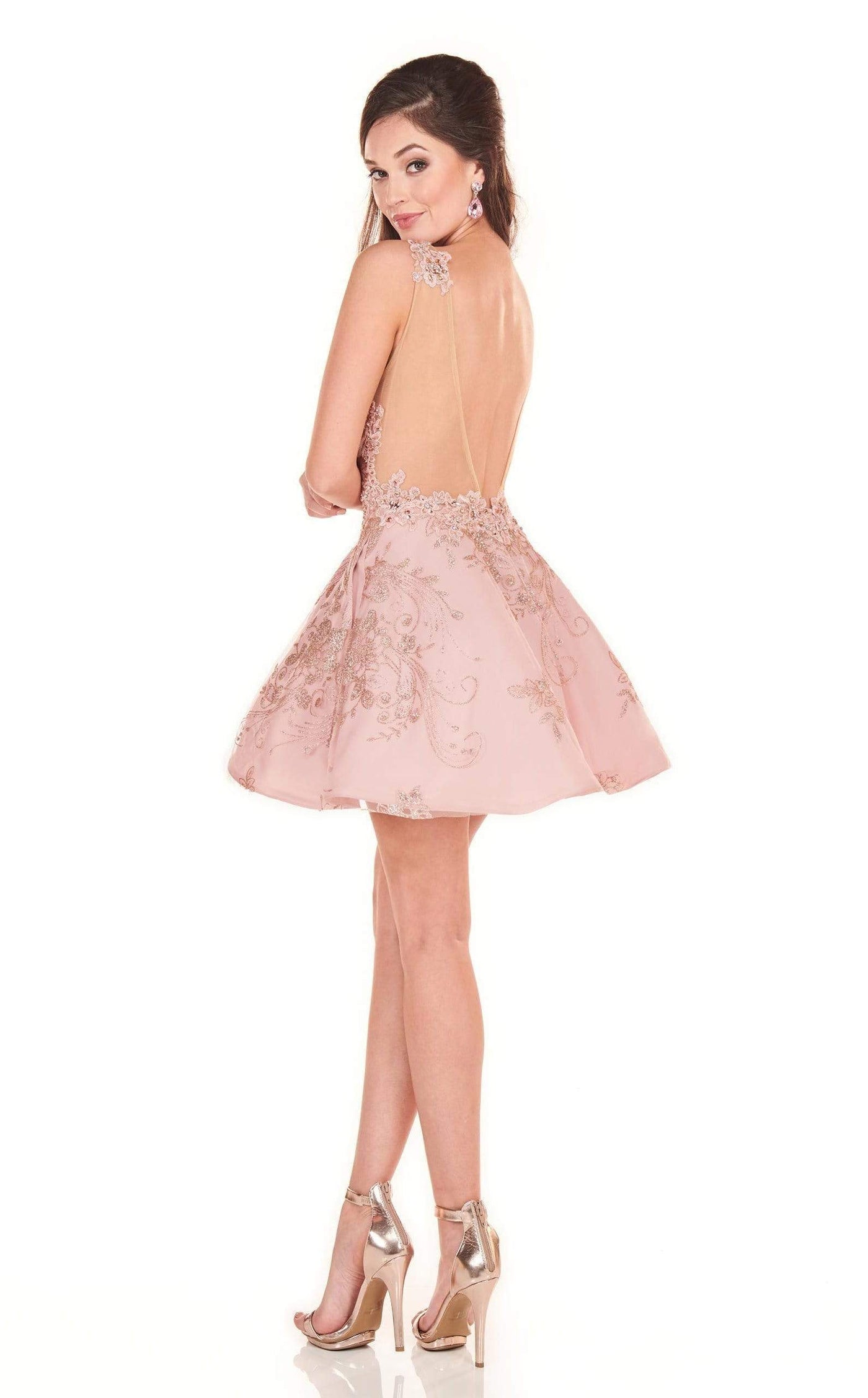 Rachel Allan Homecoming - 4032 Beaded Applique A-Line Cocktail Dress Special Occasion Dress
