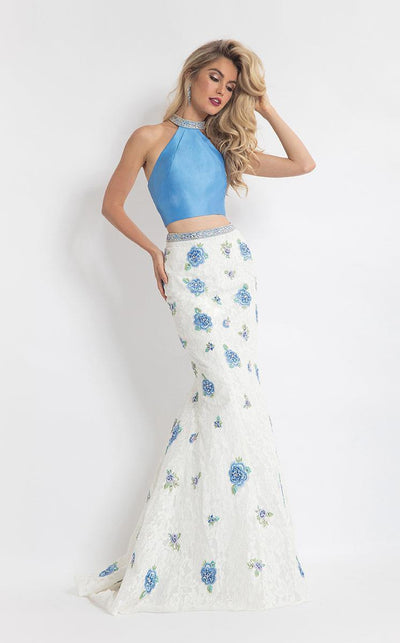 Rachel Allan - Lace Floral Mermaid Dress 6050 - 1 pc Periwinkle/White In Size 4 Available CCSALE 4 / Periwinkle/White