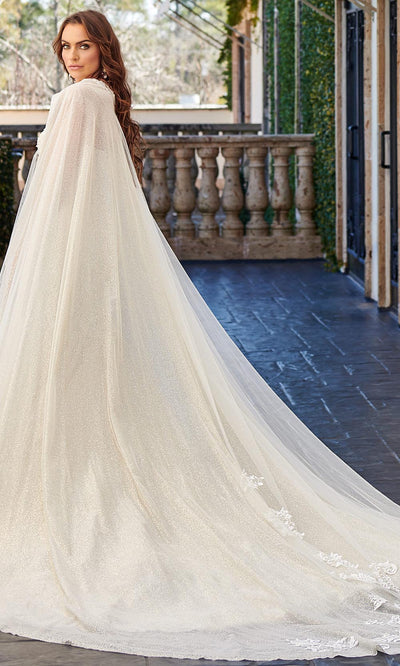 Rachel Allan - M781 Embroidered Lace Mermaid Wedding Gown With Cape Wedding Dresses