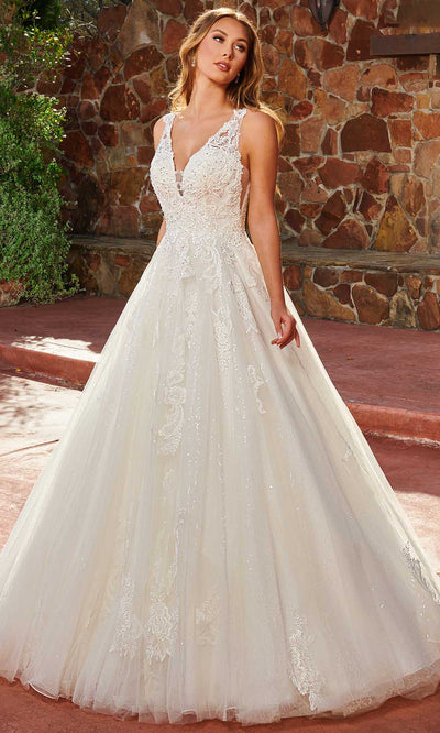 Rachel Allan M817 - Applique A-Line Bridal Gown In White