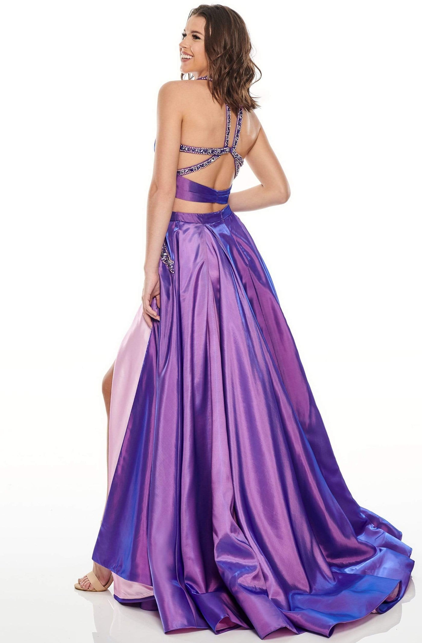 Rachel Allan Prom - 7009 Two Piece Beaded Halter Ballgown Prom Dresses