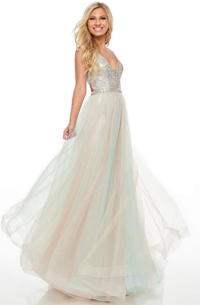 Rachel Allan Prom - 7015 Bead Embellished A-Line Evening Dress Prom Dresses 0 / Blush Aqua