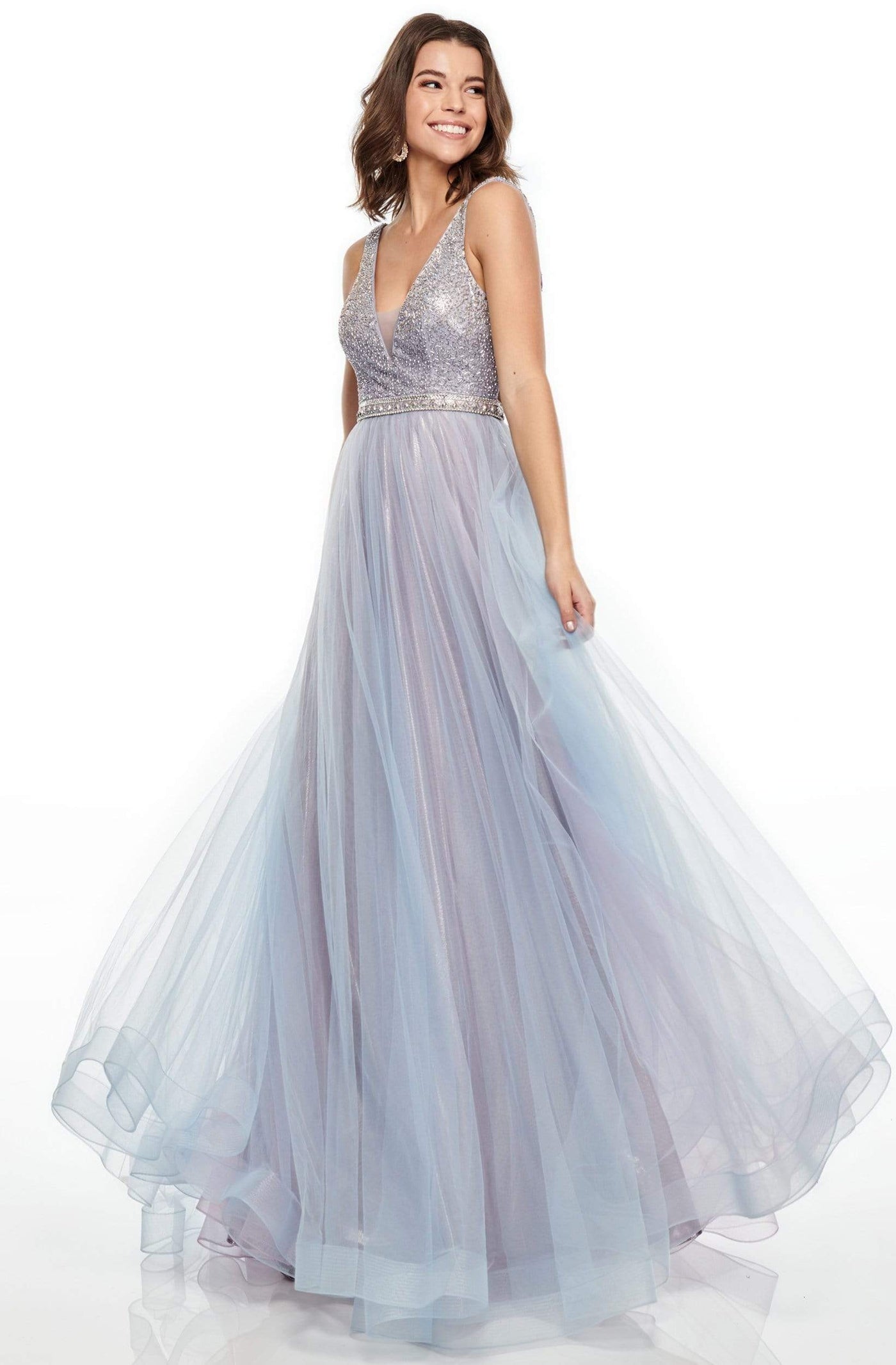 Rachel Allan Prom - 7015 Bead Embellished A-Line Evening Dress Prom Dresses 0 / Lilac Powder Blue