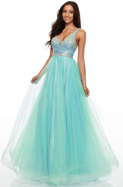 Rachel Allan Prom - 7015 Bead Embellished A-Line Evening Dress Prom Dresses 0 / Mint Sky Blue