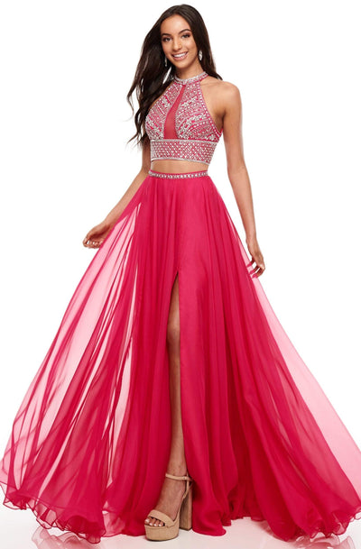 Rachel Allan Prom - 7034 Two Piece Embellished A-Line Gown Prom Dresses 0 / Fuchsia