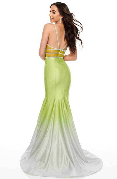Rachel Allan Prom - 7092 Plunging Ombre Shimmer Mermaid Gown Prom Dresses