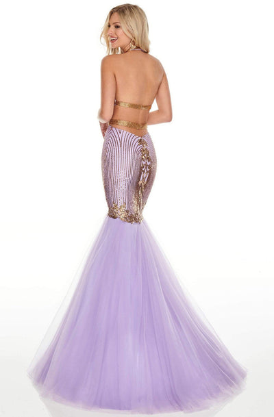 Rachel Allan - 7142SC Striking Detailed Halter Mermaid Tulle Gown