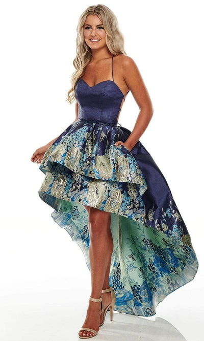 Rachel Allan Prom 7168 - Lace-Up High-Low Dress Prom Dresses 0 /Navy