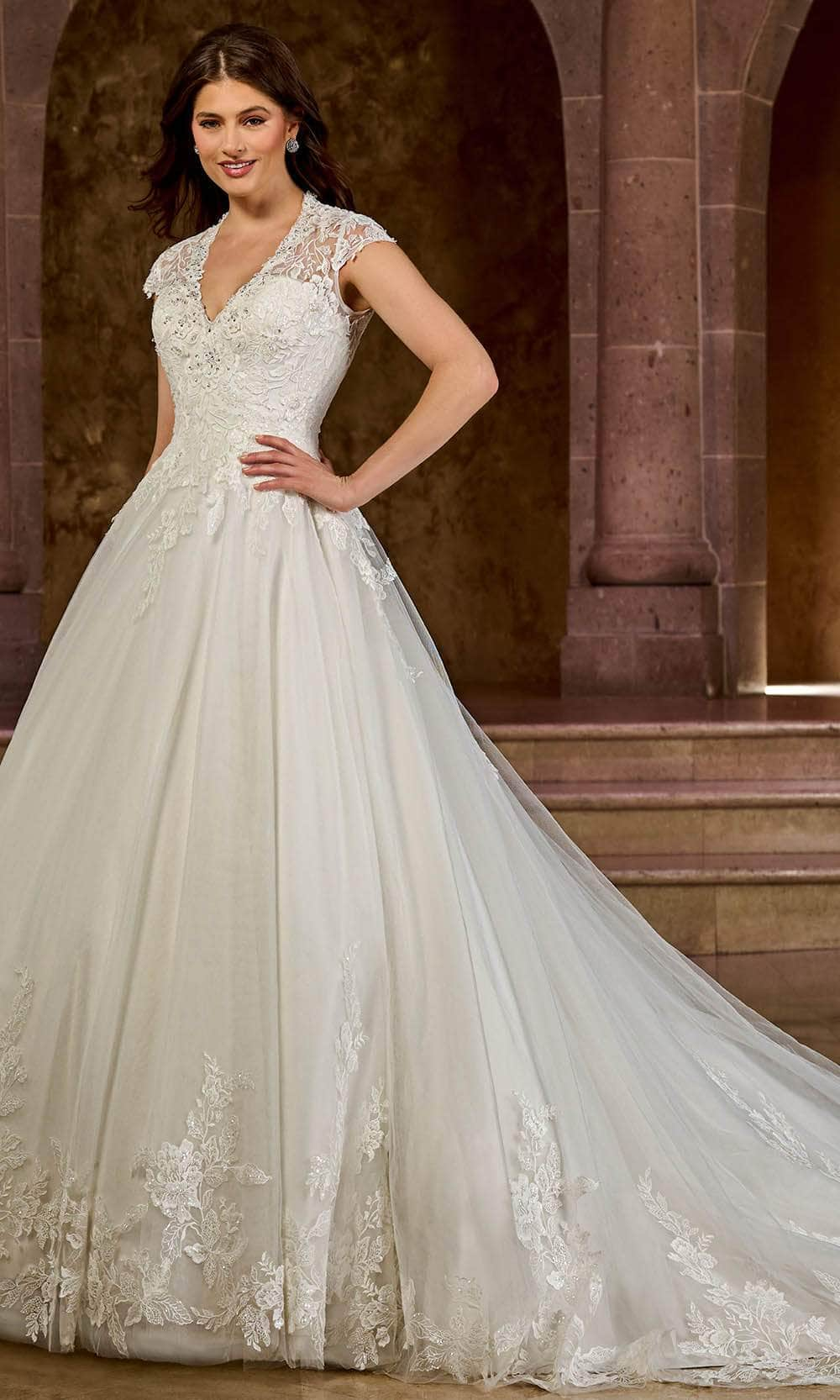 Rachel Allan RB3193 - Cap Sleeve Lace Bridal Gown