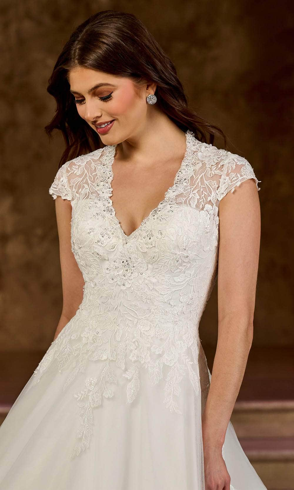 Rachel Allan RB3193 - Cap Sleeve Lace Bridal Gown