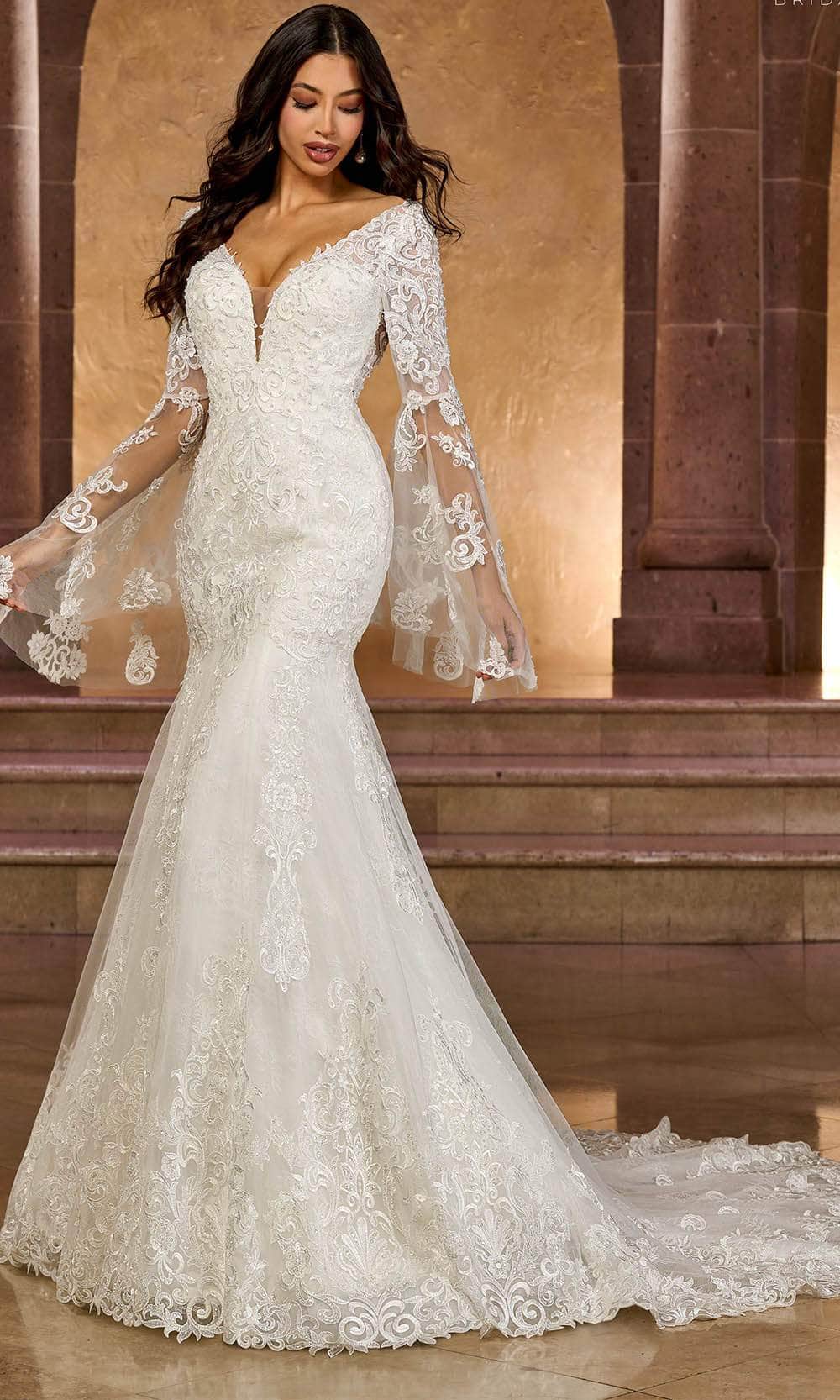Rachel Allan RB4164 - Embroidered Trumpet Bridal Gown