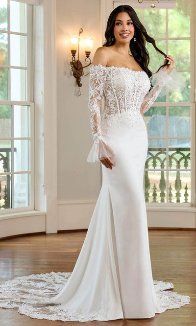 Rachel Allan RB4178 - Off Shoulder Petal Train Bridal Gown