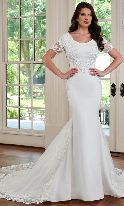 Rachel Allan RB5041 - Sheer Sleeve Mermaid Bridal Gown Bridal Dresses 0 / White