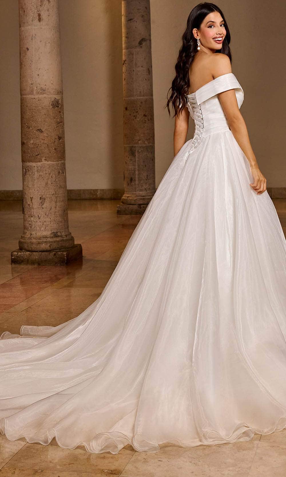 Rachel Allan RB5046 - Off-Shoulder Pleated Detail Bridal Gown