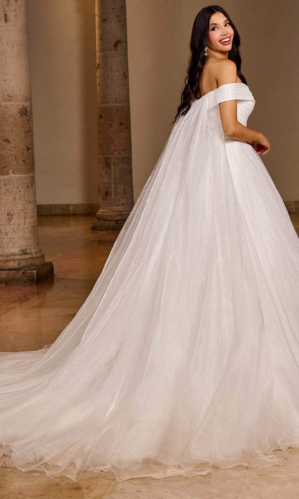 Rachel Allan RB5046 - Off-Shoulder Pleated Detail Bridal Gown