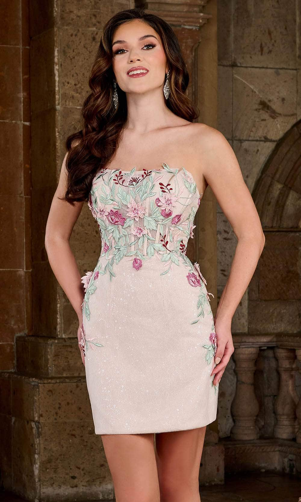 Rachel Allan RB5053 - Strapless Embroidered Gown