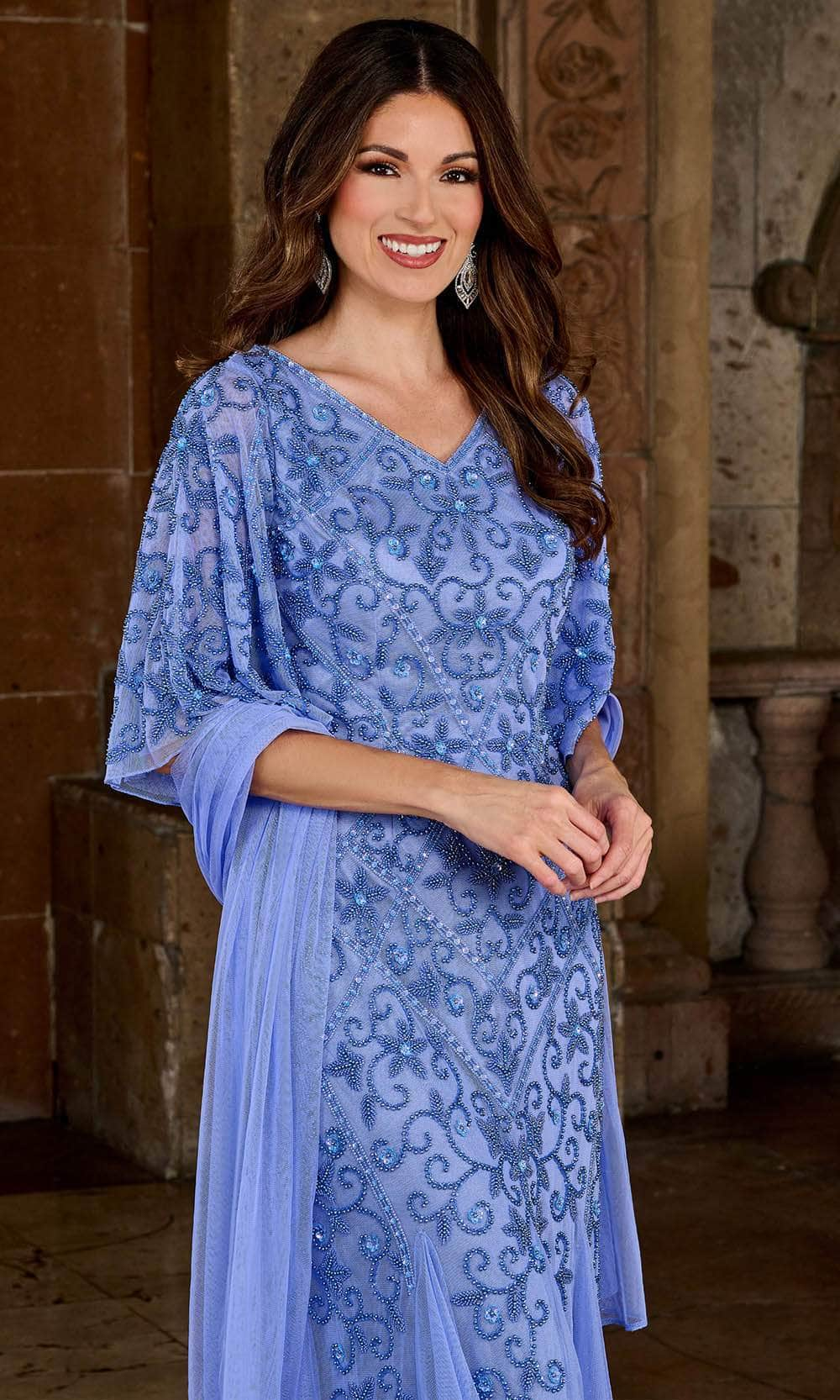 Rachel Allan RB8133 - V-Neck Flutter Sleeve Dress