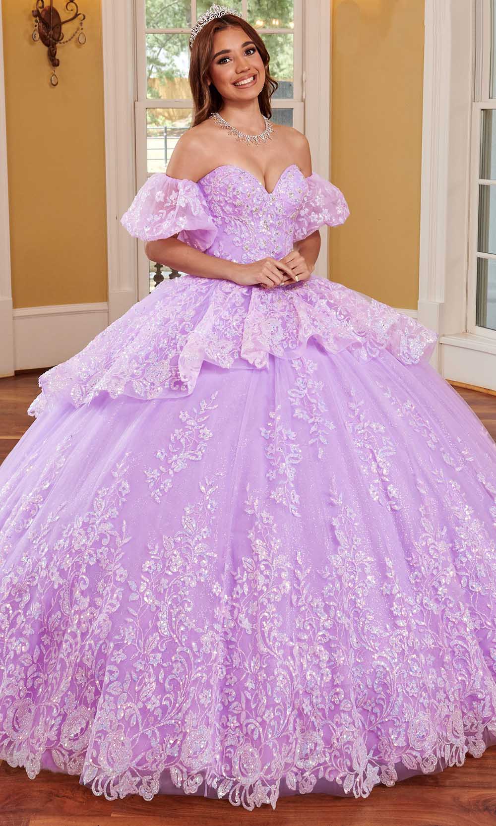 Rachel Allan Rq1114 - Lace Applique Ballgown 0 / Lilac Iridescent