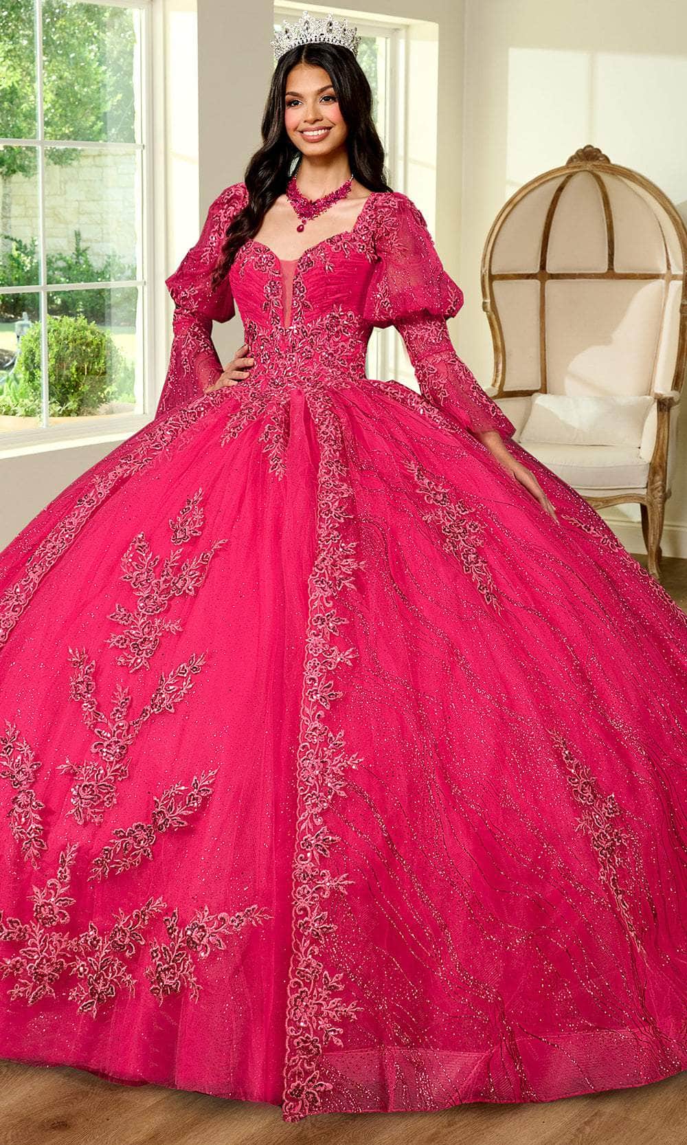 Rachel Allan RQ1135 - Sweetheart Embroidered Ballgown Ball Gowns 0 / Bright Pink