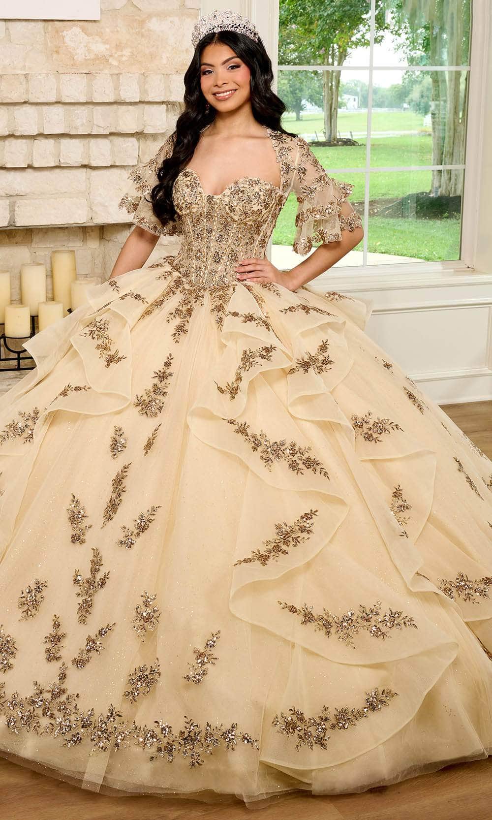 Rachel Allan RQ1138 - Strapless Bead Embellished Ballgown Quinceanera Dresses 0 / Champagne Rose Gold