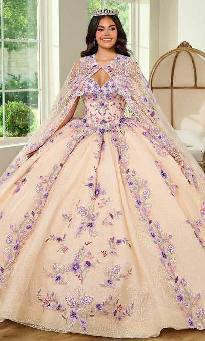 Rachel Allan RQ2185 - Cold Shoulder Embroidered Ballgown Ball Gowns 0 / Champagne Multi