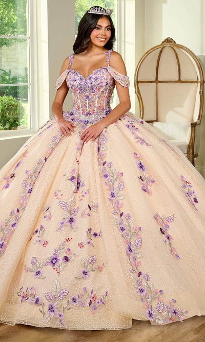 Rachel Allan RQ2185 - Cold Shoulder Embroidered Ballgown