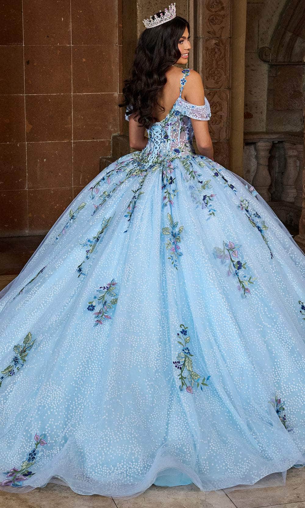 Rachel Allan RQ2185 - Cold Shoulder Embroidered Ballgown