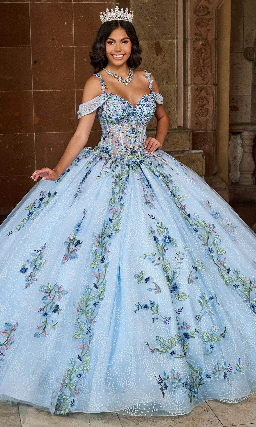 Rachel Allan RQ2185 - Cold Shoulder Embroidered Ballgown