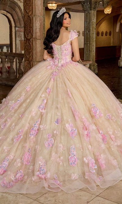 Rachel Allan RQ2190 - Off-Shoulder 3D Floral Embellished Ballgown