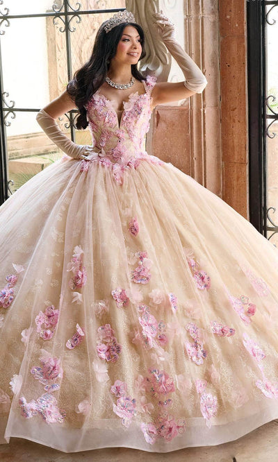 Rachel Allan RQ2190 - Off-Shoulder 3D Floral Embellished Ballgown