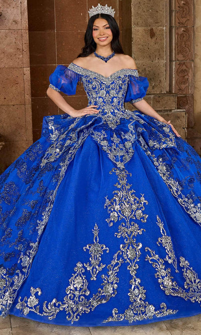 Rachel Allan RQ3128 - Off-Shoulder Detachable Tulle Sleeve Ballgown Ball Gowns 0 / Royal