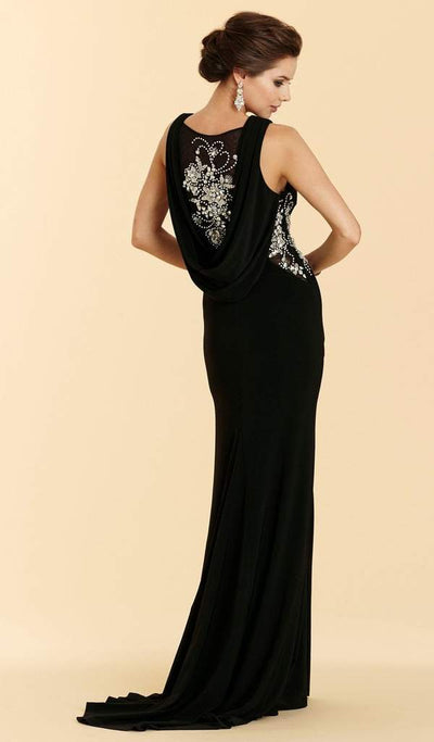 Rina Di Montella - Bejeweled Bateau Jersey Sheath Dress RD2029 - 1 pc Black in Size 10 Available CCSALE 10 / Black
