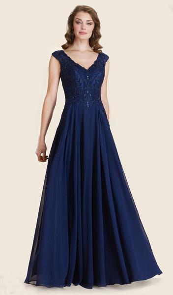 Rina di Montella - Embroidered Fitted A-Line Evening Gown RD2613 - 1 pc Navy In Size 10 Available CCSALE 10 / Navy