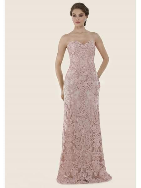 Rina di Montella - RD2624-1 Lace Embroidered Sweetheart A-line Gown Special Occasion Dress 18 / Rose