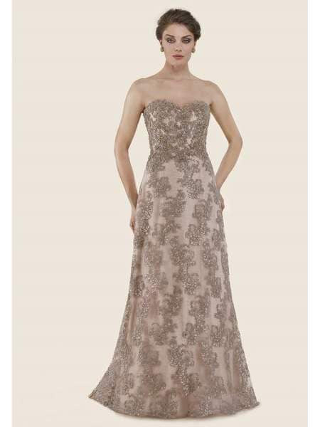 Rina di Montella - RD2627-1 Strapless Lace Sweetheart A-line Gown Special Occasion Dress 18 / Rose Gold
