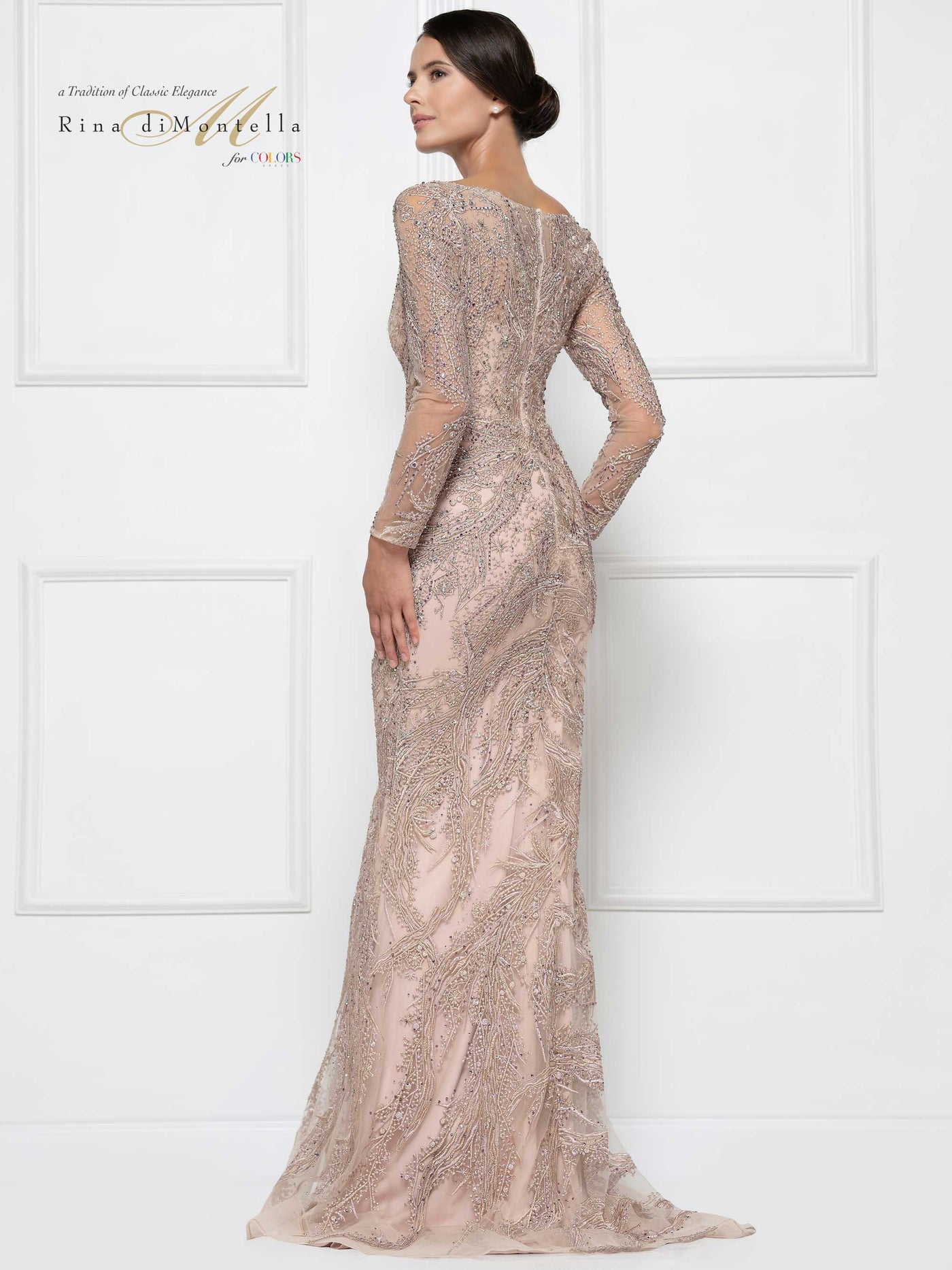 Rina Di Montella - RD2668 Embroidered Long Sleeve Sheath Dress Mother of the Bride Dresses