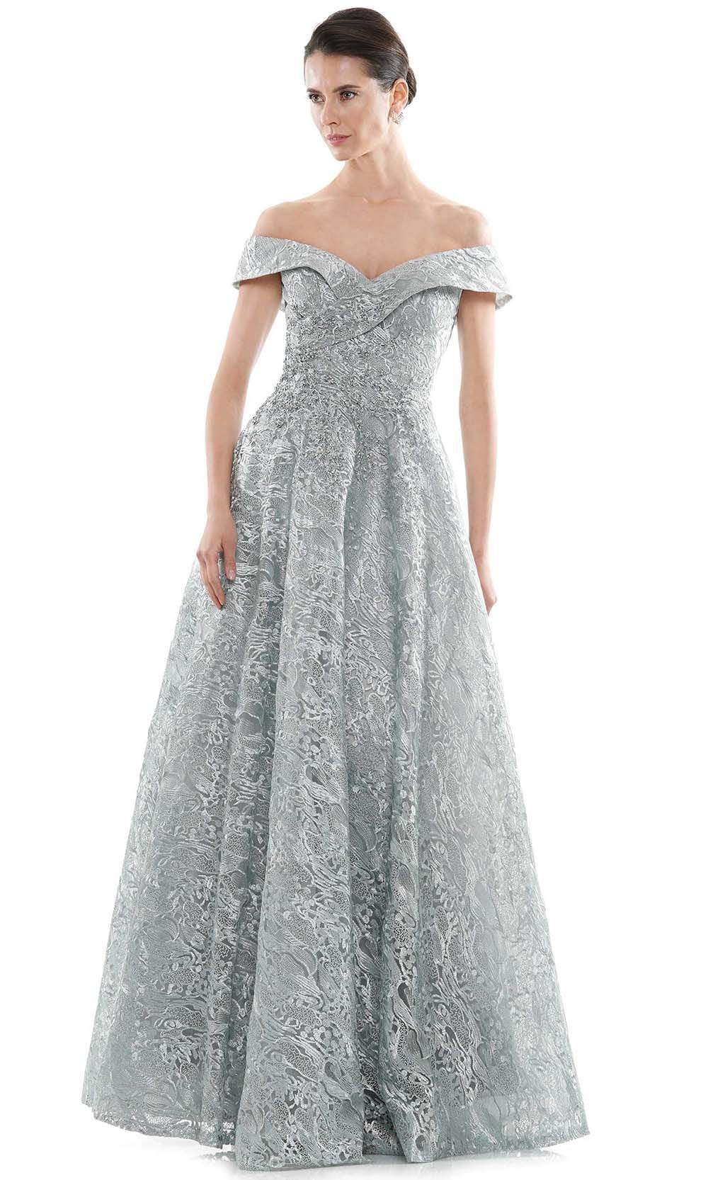 Rina Di Montella - RD2715 Embroidered Off Shoulder A-line Gown Mother of the Bride Dresses 4 / Seaglass