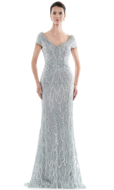 Rina Di Montella - RD2716 Portrait V-Neck Fully Embroidered Gown Mother of the Bride Dresses 4 / Seaglass