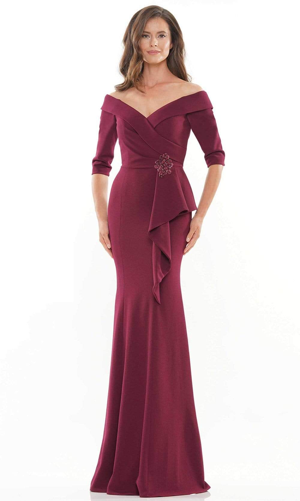 Rina Di Montella - RD2733 Off-Shoulder Quarter Sleeve Prom Gown Mother of the Bride Dresses