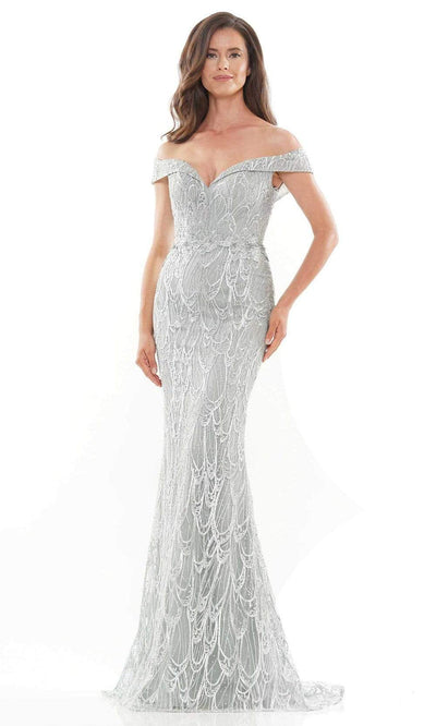 Rina Di Montella - RD2739 Off Shoulder Embellished Gown Mother of the Bride Dresses 6 / Seaglass