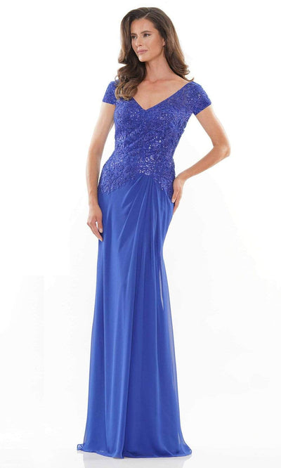 Rina Di Montella - RD2743 Cap Sleeve Ornate Lace Gown Mother of the Bride Dresess 6 / Royal