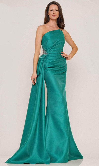 Rina Di Montella RD2750 - One Shoulder Cascade Evening Dress Special Occasion Dress 4 / Emerald