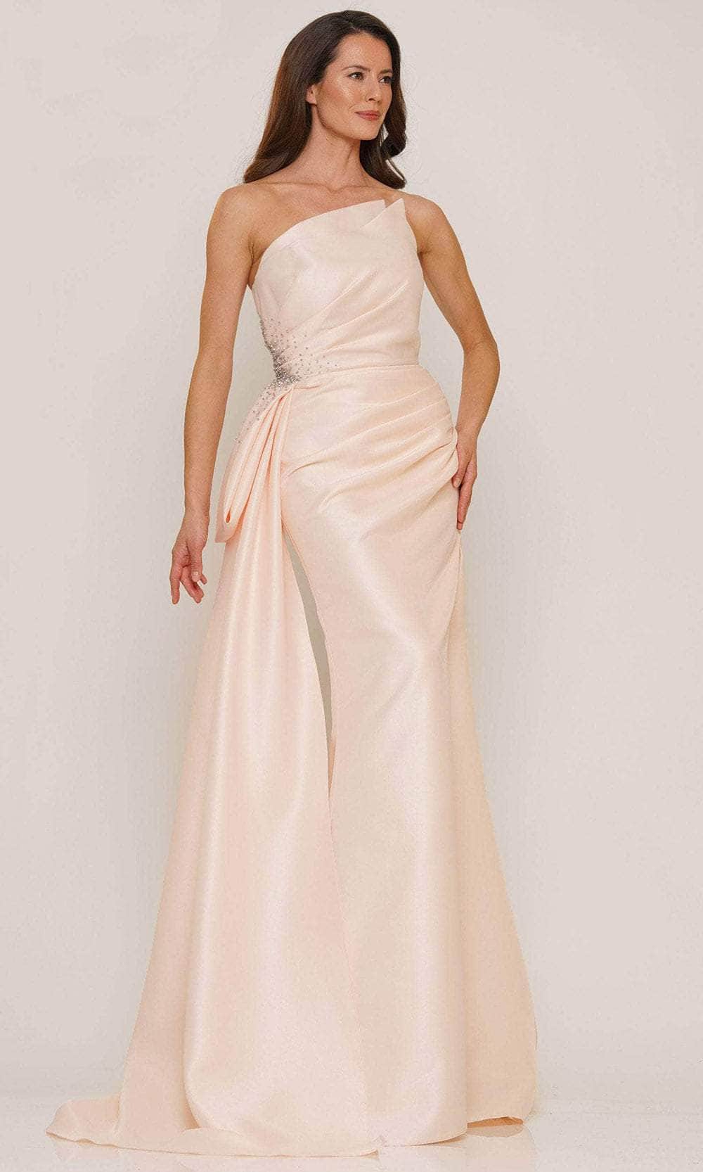 Rina Di Montella RD2750 - One Shoulder Cascade Evening Dress Special Occasion Dress 4 / English Rose